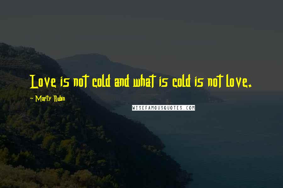 Marty Rubin Quotes: Love is not cold and what is cold is not love.
