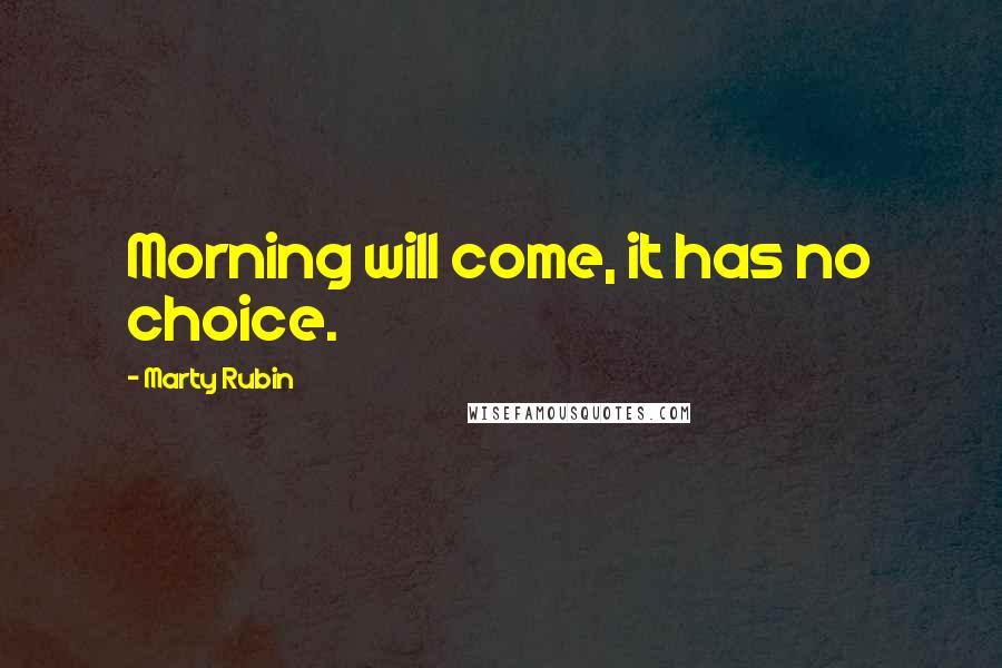 Marty Rubin Quotes: Morning will come, it has no choice.