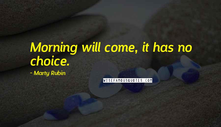 Marty Rubin Quotes: Morning will come, it has no choice.