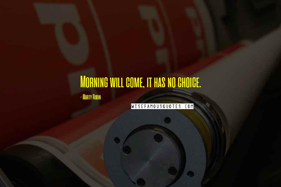 Marty Rubin Quotes: Morning will come, it has no choice.