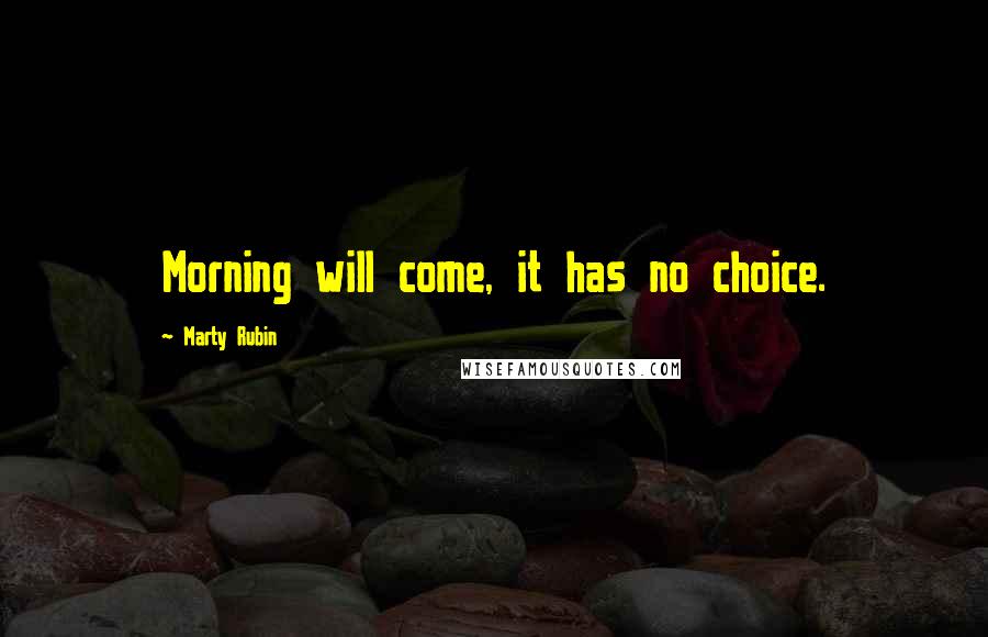 Marty Rubin Quotes: Morning will come, it has no choice.