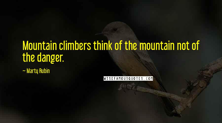 Marty Rubin Quotes: Mountain climbers think of the mountain not of the danger.