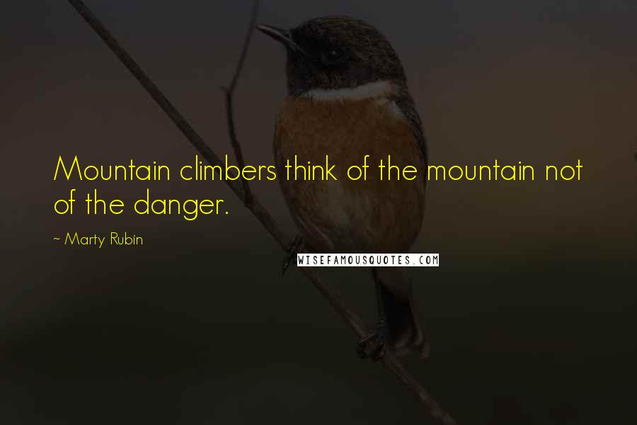 Marty Rubin Quotes: Mountain climbers think of the mountain not of the danger.
