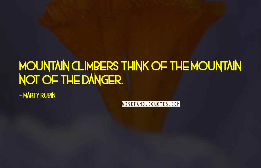 Marty Rubin Quotes: Mountain climbers think of the mountain not of the danger.