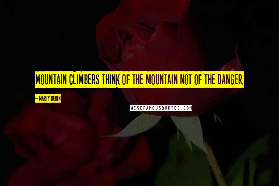 Marty Rubin Quotes: Mountain climbers think of the mountain not of the danger.