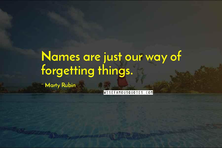 Marty Rubin Quotes: Names are just our way of forgetting things.