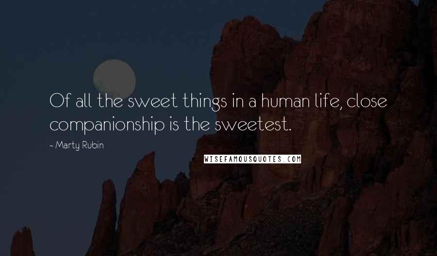 Marty Rubin Quotes: Of all the sweet things in a human life, close companionship is the sweetest.