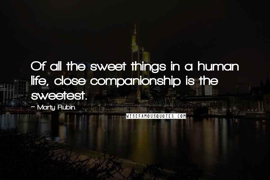 Marty Rubin Quotes: Of all the sweet things in a human life, close companionship is the sweetest.