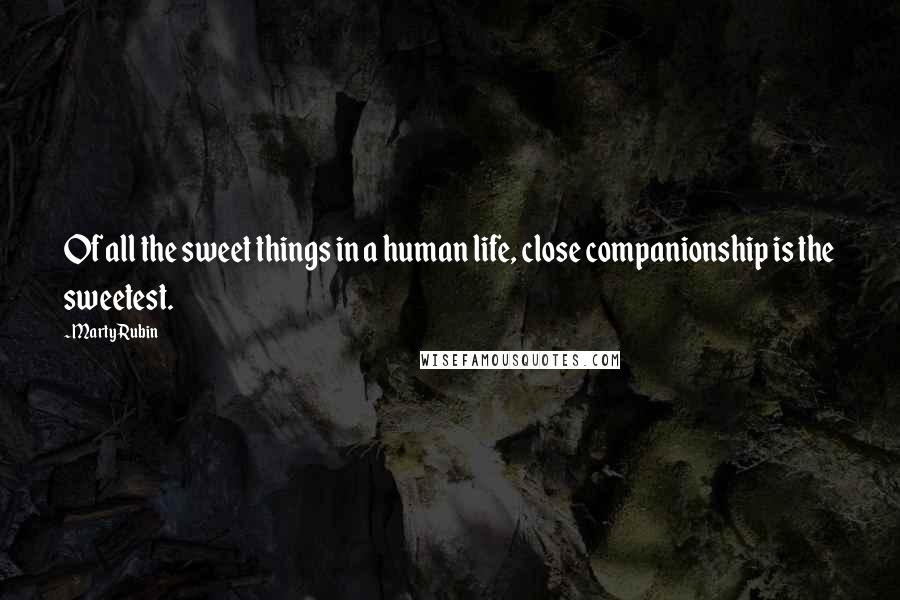 Marty Rubin Quotes: Of all the sweet things in a human life, close companionship is the sweetest.