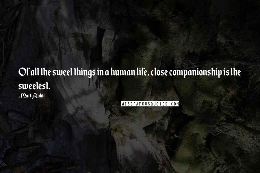 Marty Rubin Quotes: Of all the sweet things in a human life, close companionship is the sweetest.