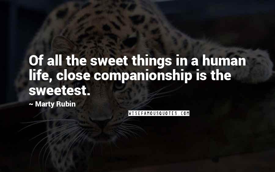 Marty Rubin Quotes: Of all the sweet things in a human life, close companionship is the sweetest.