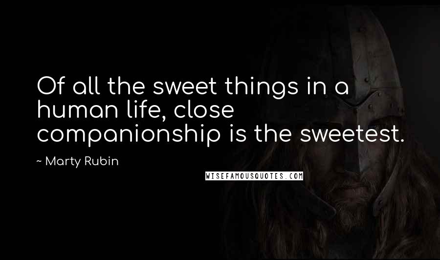 Marty Rubin Quotes: Of all the sweet things in a human life, close companionship is the sweetest.