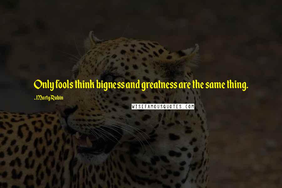 Marty Rubin Quotes: Only fools think bigness and greatness are the same thing.