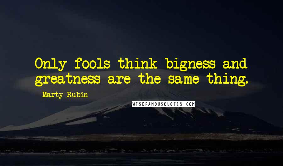Marty Rubin Quotes: Only fools think bigness and greatness are the same thing.