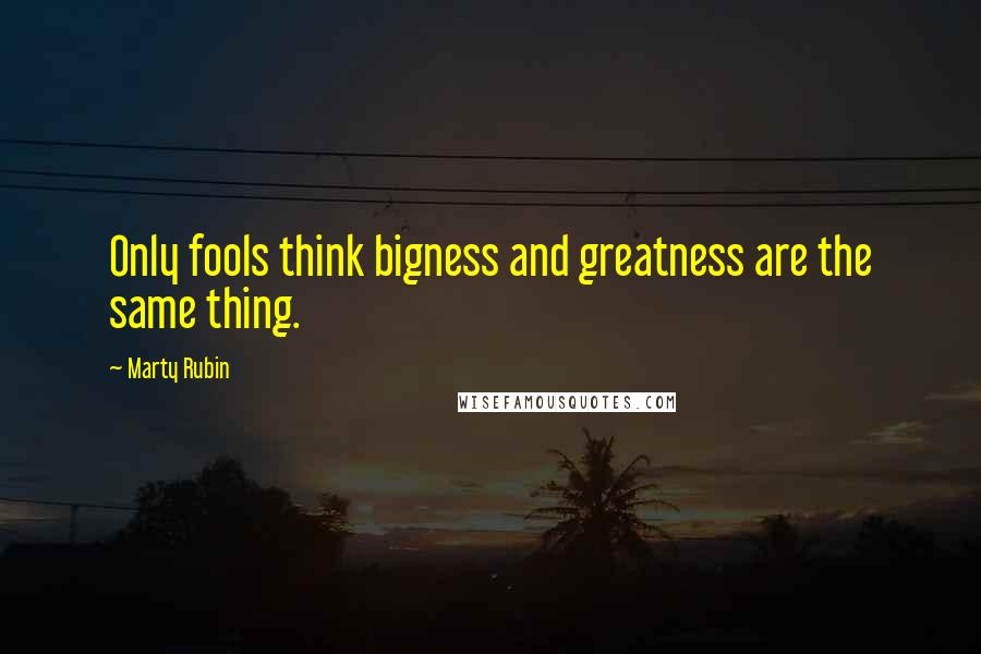 Marty Rubin Quotes: Only fools think bigness and greatness are the same thing.