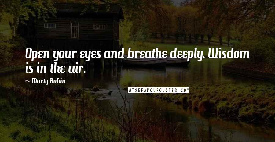 Marty Rubin Quotes: Open your eyes and breathe deeply. Wisdom is in the air.