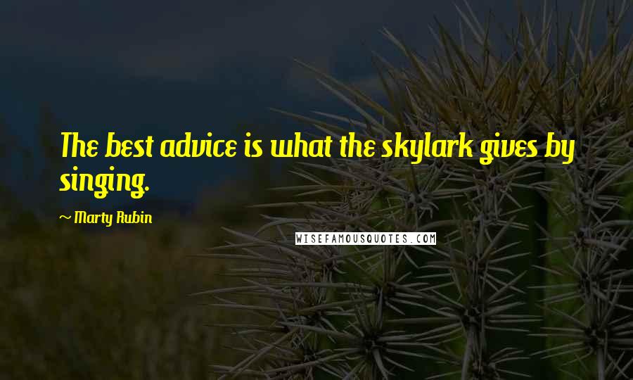 Marty Rubin Quotes: The best advice is what the skylark gives by singing.