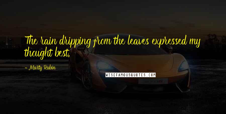 Marty Rubin Quotes: The rain dripping from the leaves expressed my thought best.