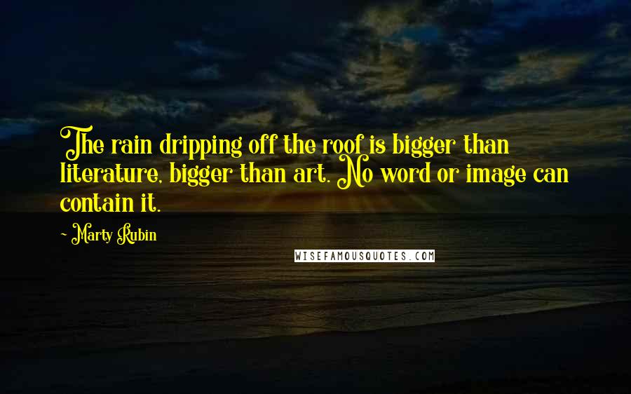 Marty Rubin Quotes: The rain dripping off the roof is bigger than literature, bigger than art. No word or image can contain it.