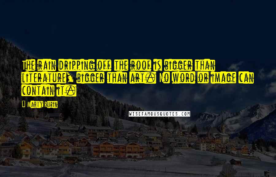 Marty Rubin Quotes: The rain dripping off the roof is bigger than literature, bigger than art. No word or image can contain it.