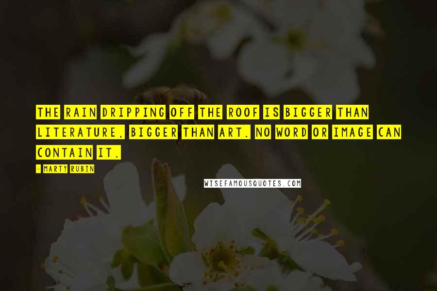Marty Rubin Quotes: The rain dripping off the roof is bigger than literature, bigger than art. No word or image can contain it.