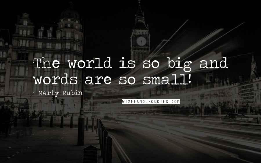 Marty Rubin Quotes: The world is so big and words are so small!
