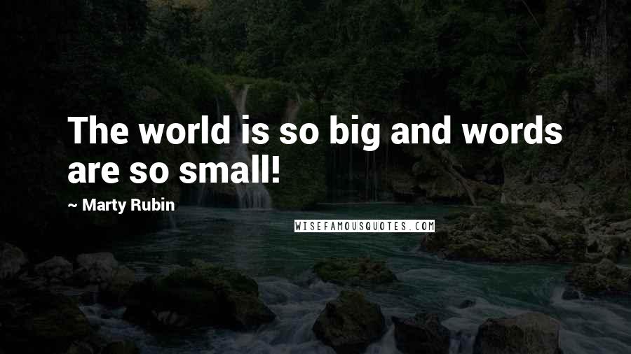Marty Rubin Quotes: The world is so big and words are so small!