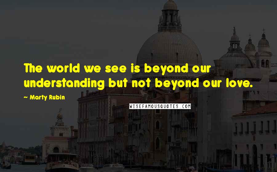 Marty Rubin Quotes: The world we see is beyond our understanding but not beyond our love.