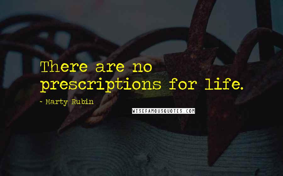 Marty Rubin Quotes: There are no prescriptions for life.