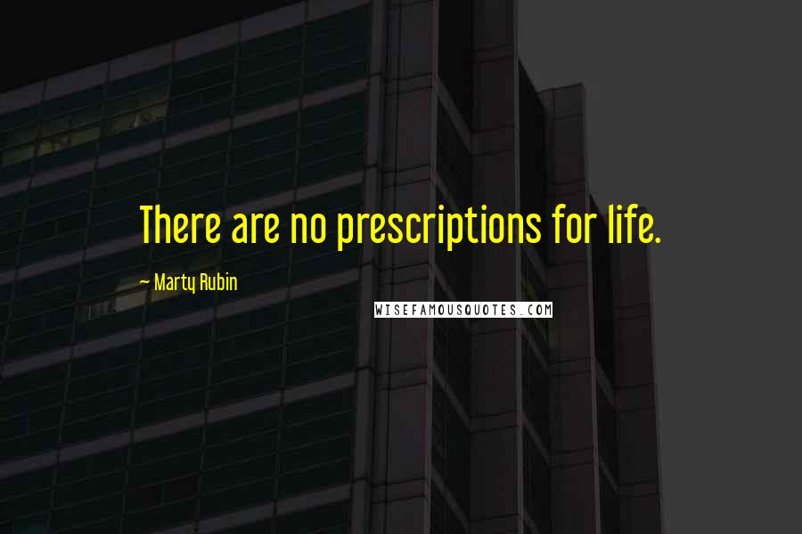 Marty Rubin Quotes: There are no prescriptions for life.