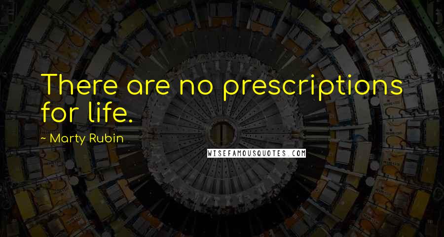 Marty Rubin Quotes: There are no prescriptions for life.