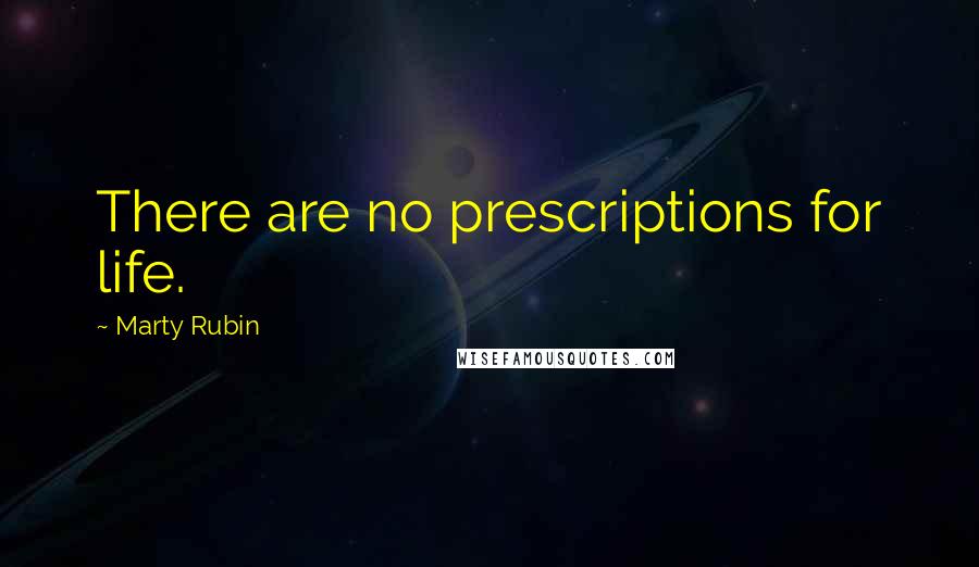 Marty Rubin Quotes: There are no prescriptions for life.