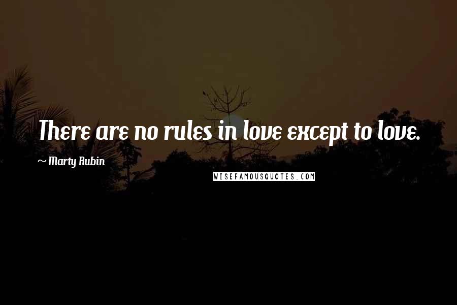 Marty Rubin Quotes: There are no rules in love except to love.