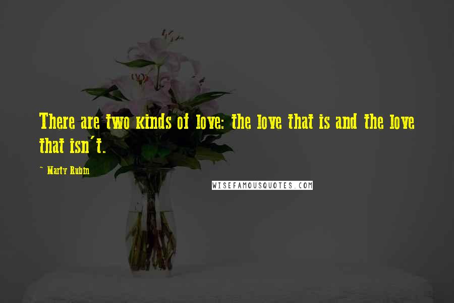 Marty Rubin Quotes: There are two kinds of love: the love that is and the love that isn't.