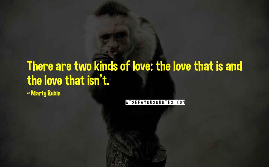 Marty Rubin Quotes: There are two kinds of love: the love that is and the love that isn't.