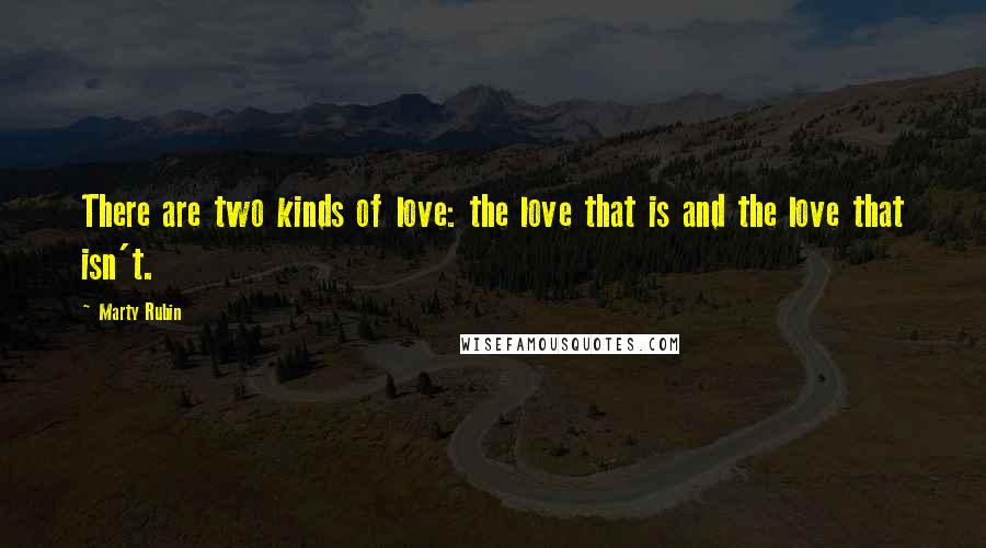 Marty Rubin Quotes: There are two kinds of love: the love that is and the love that isn't.