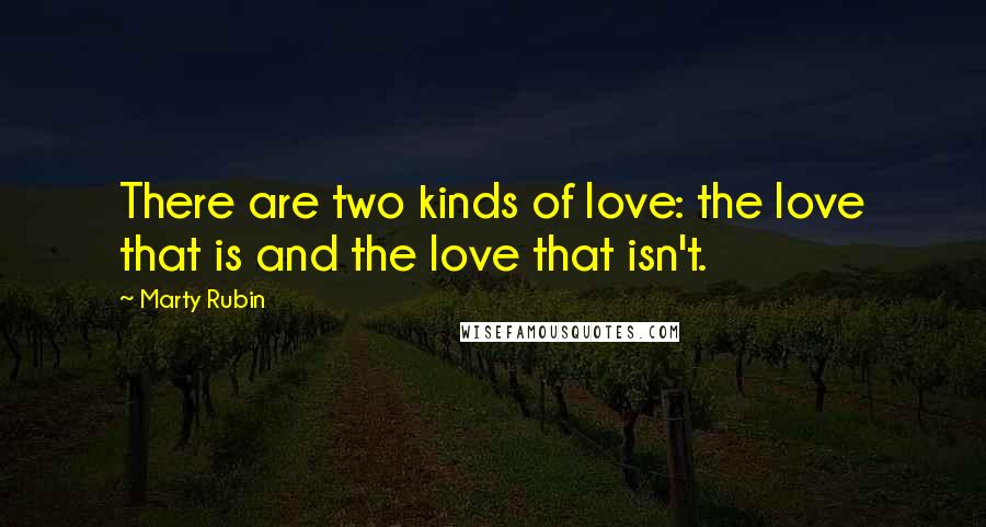 Marty Rubin Quotes: There are two kinds of love: the love that is and the love that isn't.