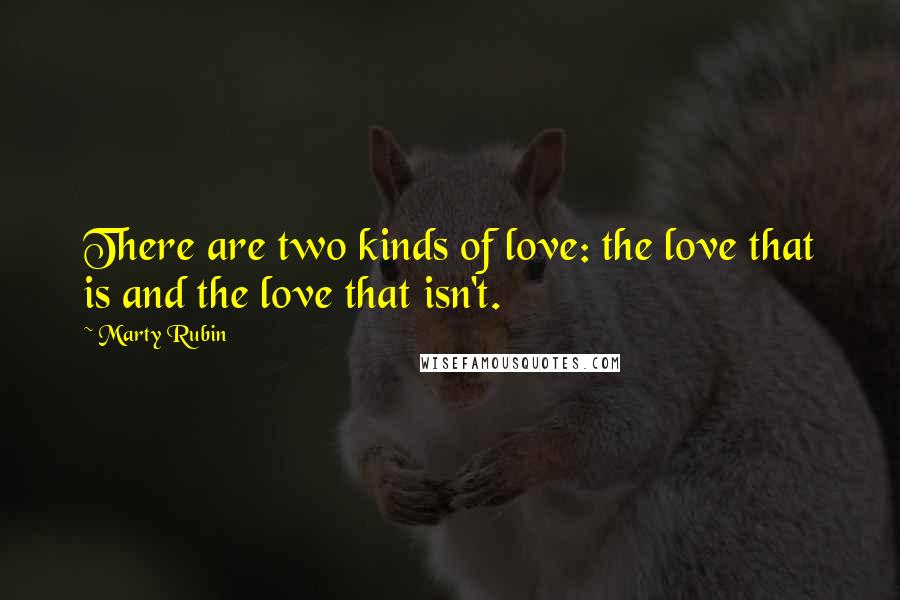 Marty Rubin Quotes: There are two kinds of love: the love that is and the love that isn't.