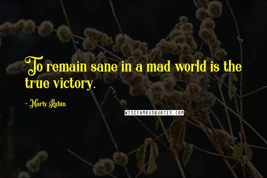 Marty Rubin Quotes: To remain sane in a mad world is the true victory.