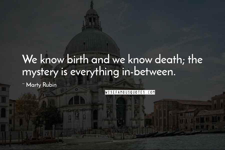 Marty Rubin Quotes: We know birth and we know death; the mystery is everything in-between.