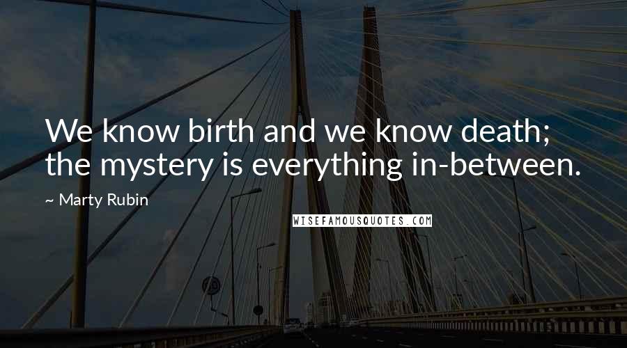 Marty Rubin Quotes: We know birth and we know death; the mystery is everything in-between.