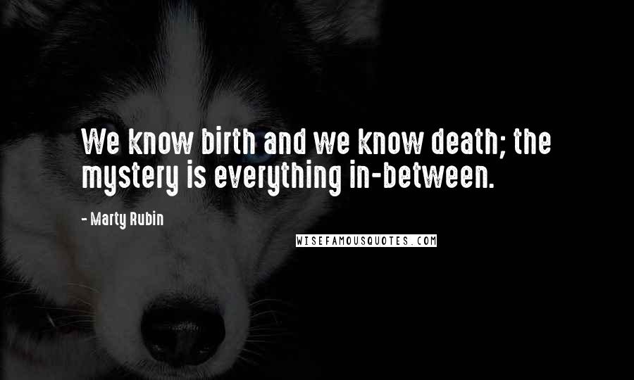 Marty Rubin Quotes: We know birth and we know death; the mystery is everything in-between.