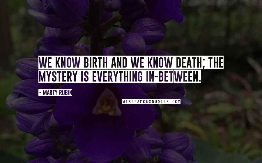 Marty Rubin Quotes: We know birth and we know death; the mystery is everything in-between.