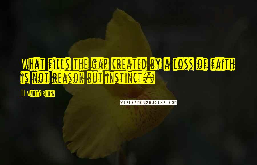Marty Rubin Quotes: What fills the gap created by a loss of faith is not reason but instinct.