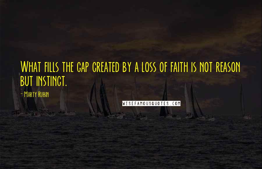 Marty Rubin Quotes: What fills the gap created by a loss of faith is not reason but instinct.