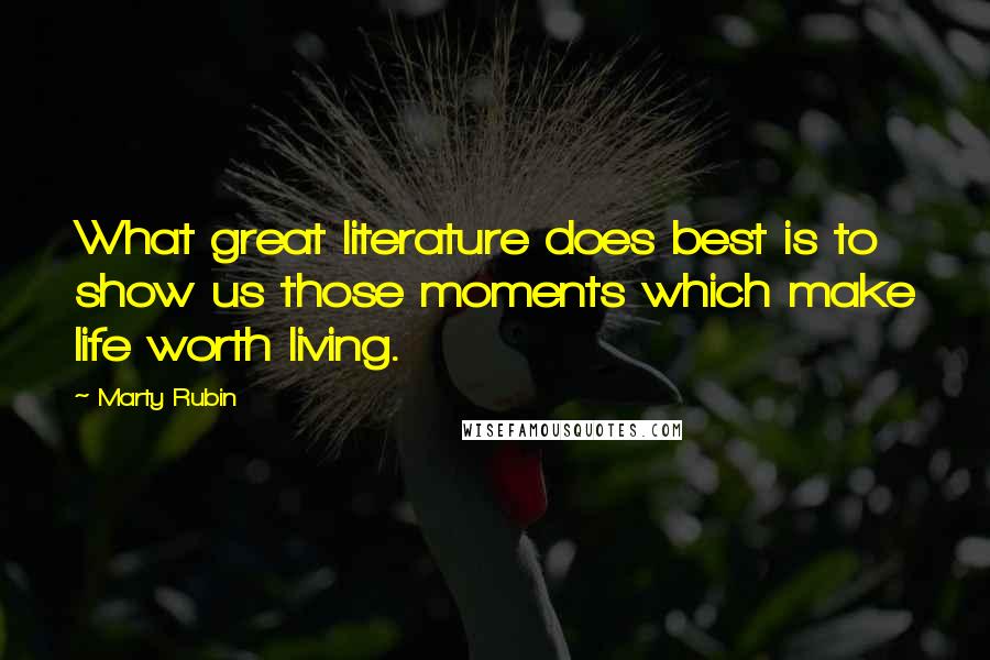 Marty Rubin Quotes: What great literature does best is to show us those moments which make life worth living.