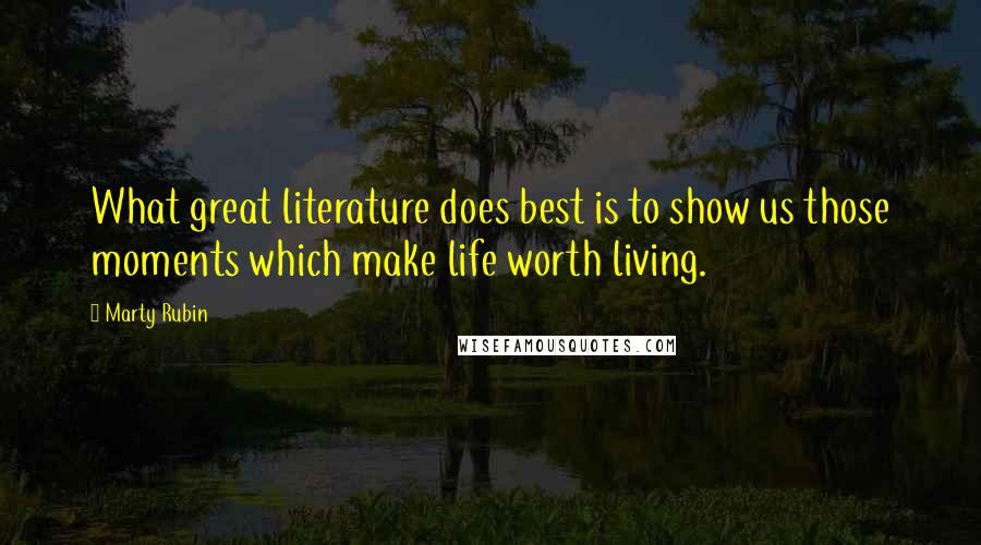 Marty Rubin Quotes: What great literature does best is to show us those moments which make life worth living.