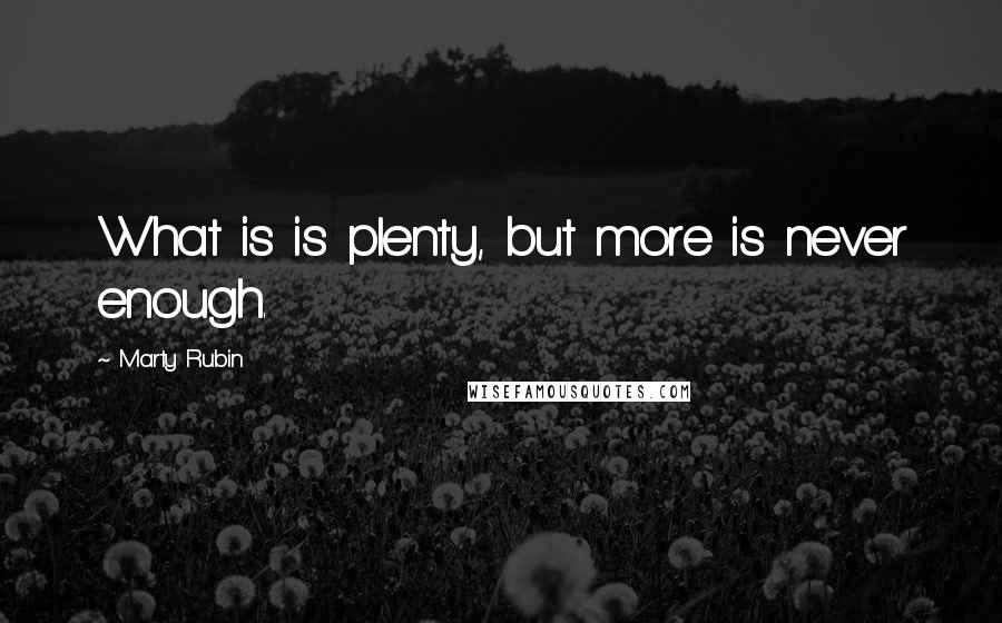 Marty Rubin Quotes: What is is plenty, but more is never enough.