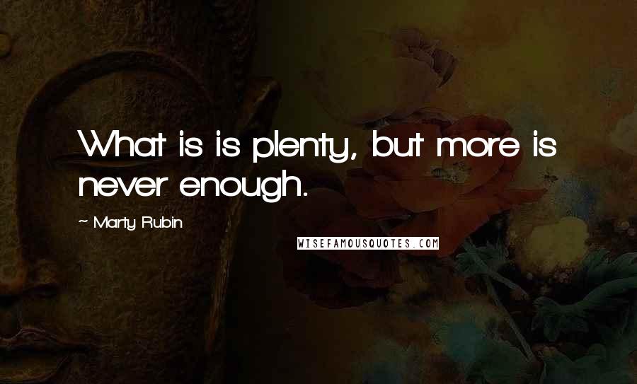 Marty Rubin Quotes: What is is plenty, but more is never enough.