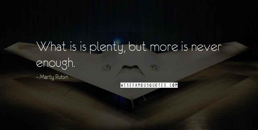 Marty Rubin Quotes: What is is plenty, but more is never enough.